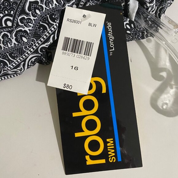 Robby Len Womens One Piece Swimsuit Size 16 Black and White Beach Pool Cruise - Picture 8 of 8